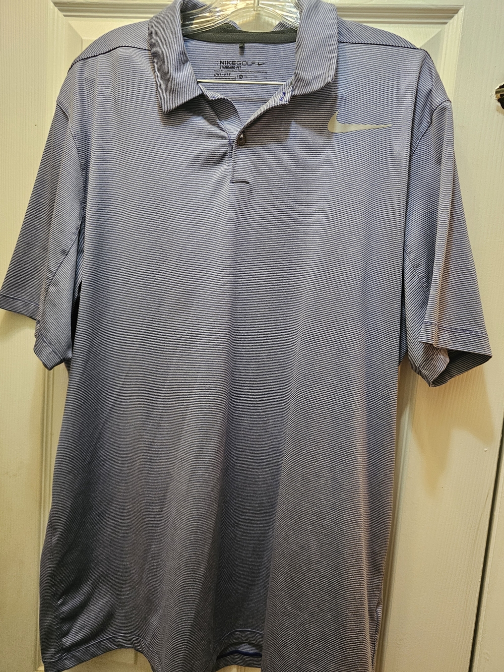 Nike Men's Light Blue Micro-Striped Golf Polo